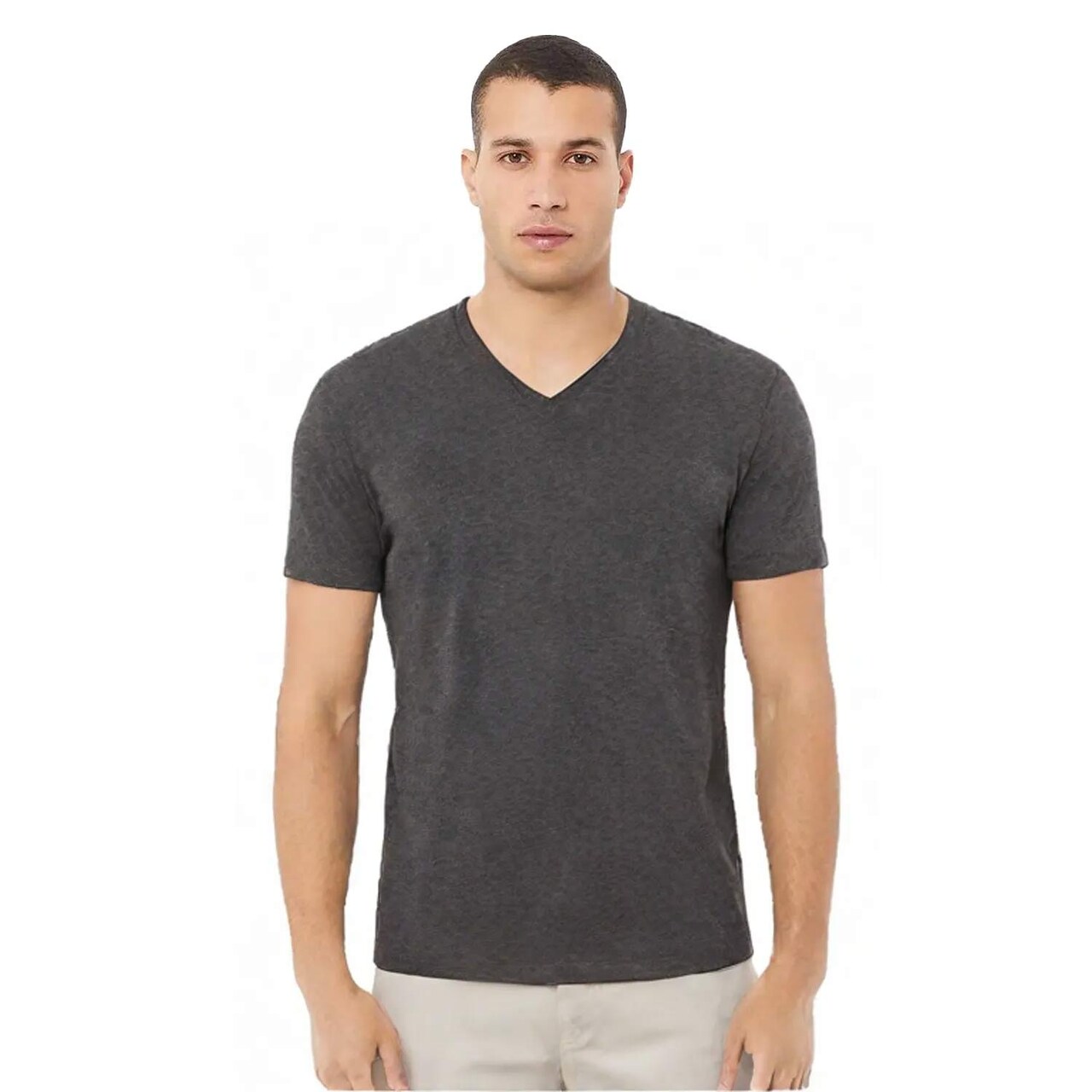 BELLA CANVAS Unisex Heather CVC Short Sleeve V-Neck T-Shirt for Everyday Wear & Custom Print Essential Tee